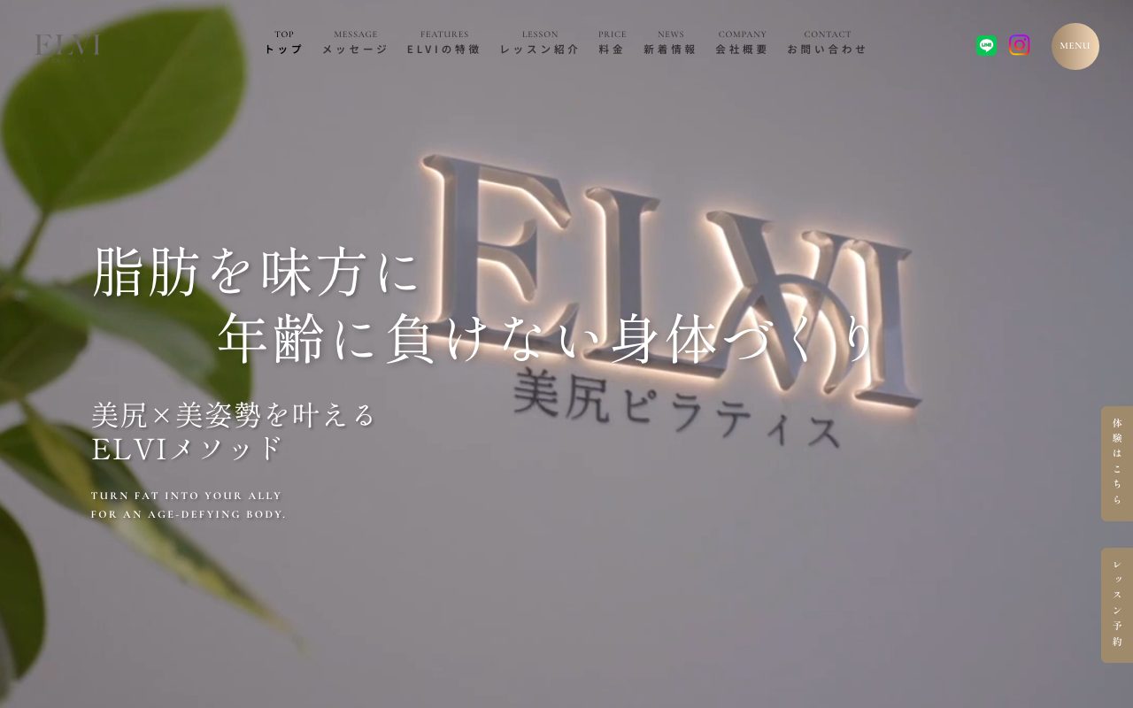 ELVI公式サイトのトップページ